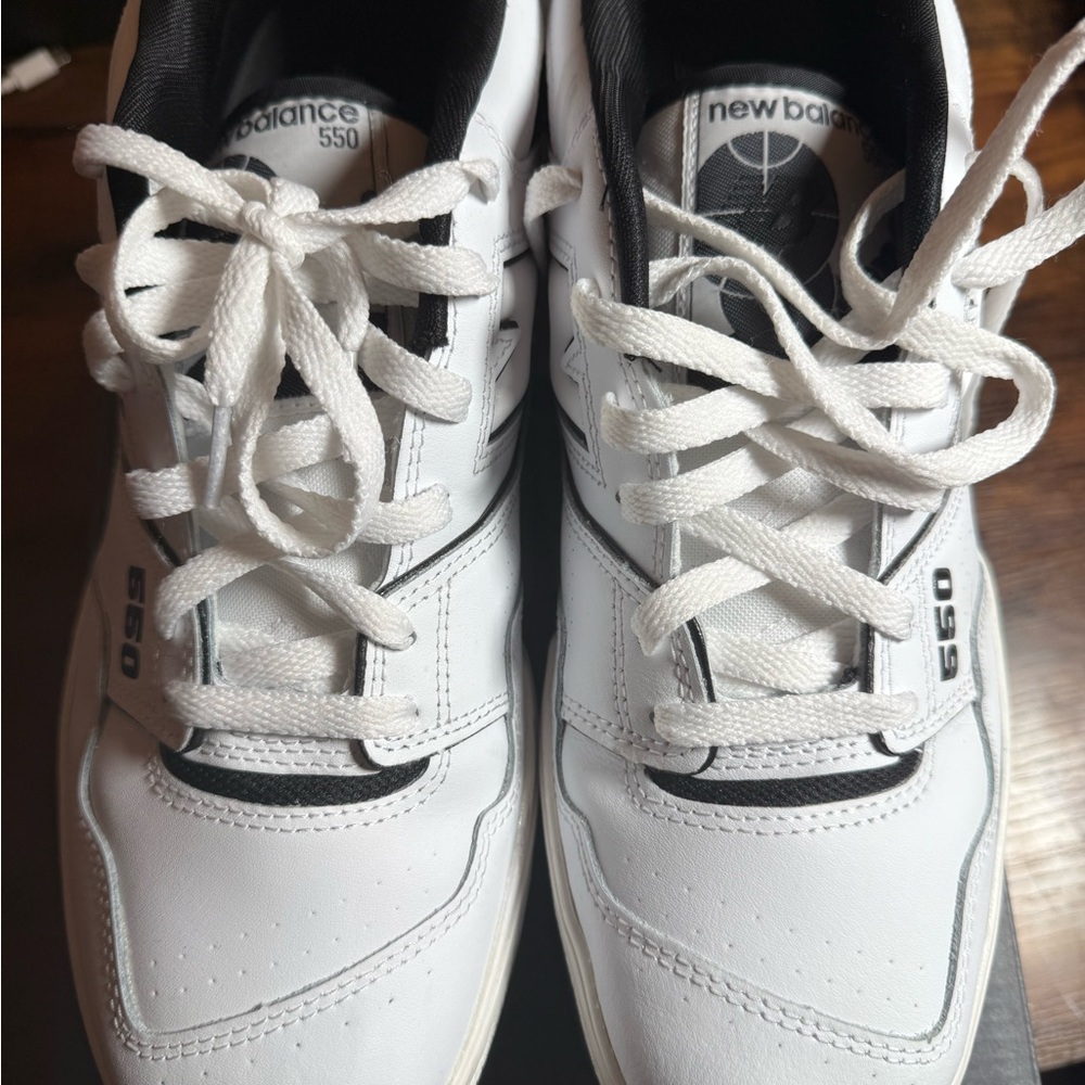 New Balance Men's 550White and Black Sneakers